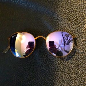 Foldup Purple Mirrored Round Raybans